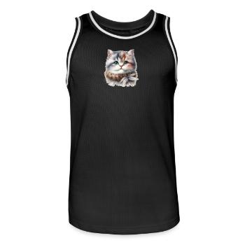 Cute Cat - Men's Basketball Jersey - black/white - Front - AI Model Male 185 dark (185cm)