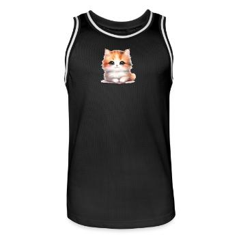 Cute Cat - Men's Basketball Jersey - black/white - Front - AI Model Male 185 dark (185cm)