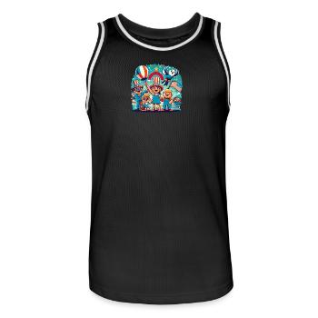 Custom 4th of July Celebration Design - Men's Basketball Jersey - black/white - Front - AI Model Male 185 dark (185cm)