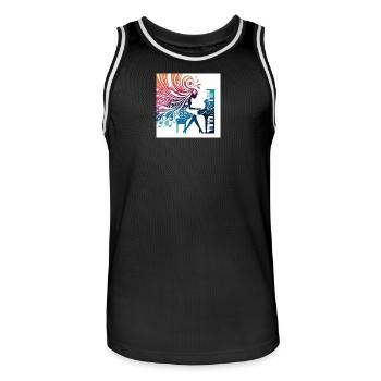Frau am Klavier – Abstrakte Musikkunst - Männer Basketball-Trikot - Schwarz/Weiß - Vorne - AI Model Male 185 dark (185cm)