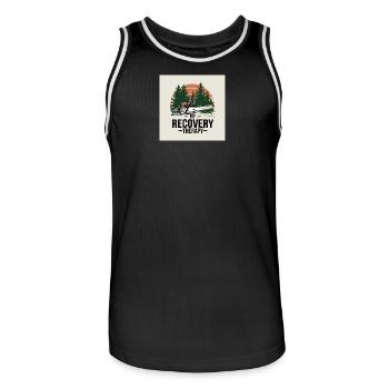 Ma forêt de thérapie de rétablissement - Maillot de basket Homme - noir/blanc - Devant - AI Model Male 185 dark (185cm)