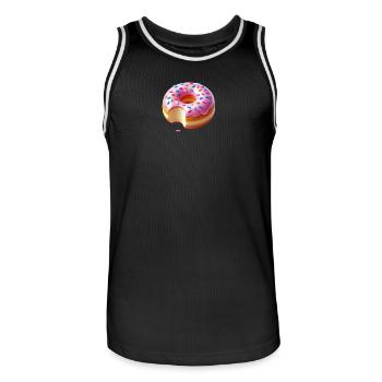 Zuckersüßer Pinkdonut mit Streuseln - Männer Basketball-Trikot - Schwarz/Weiß - Vorne - AI Model Male 185 dark (185cm)
