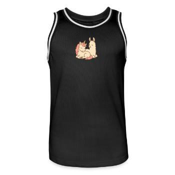 Sleeping unicorn and llama - Men's Basketball Jersey - black/white - Front - AI Model Male 185 dark (185cm)