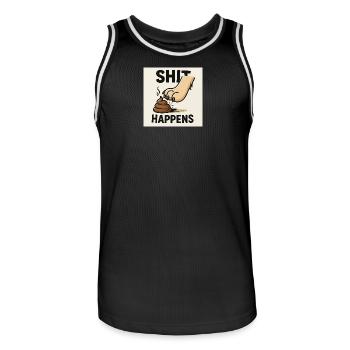 Oups! Problème de patte - Le chien rencontre le tas | Amusement - Maillot de basket Homme - noir/blanc - Devant - AI Model Male 185 dark (185cm)