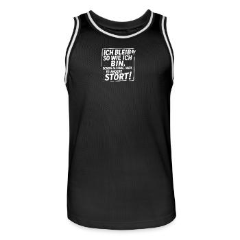 Ich bleib so wie ich bin... - Männer Basketball-Trikot - Schwarz/Weiß - Vorne - AI Model Male 185 dark (185cm)