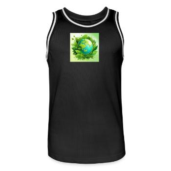 Green Planet - Men's Basketball Jersey - black/white - Front - AI Model Male 185 dark (185cm)