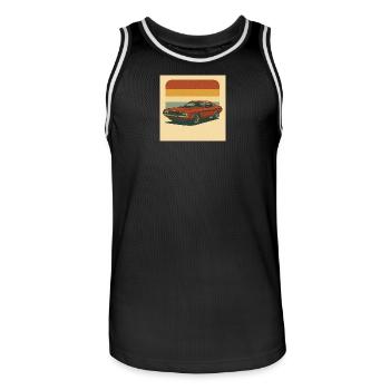 Retro muscle car design on vintage background - Men's Basketball Jersey - black/white - Front - AI Model Male 185 dark (185cm)