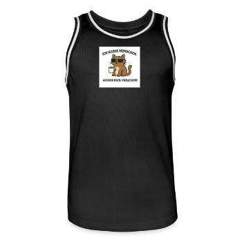 Thème chat avec tasse à café et lunettes de soleil - Maillot de basket Homme - noir/blanc - Devant - AI Model Male 185 dark (185cm)