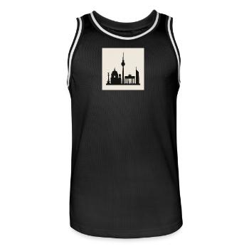 Berlin Skyline Silhouette - Men's Basketball Jersey - black/white - Front - AI Model Male 185 dark (185cm)