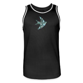 Élégant motif d’oiseau floral bleu - Maillot de basket Homme - noir/blanc - Devant - AI Model Male 185 dark (185cm)