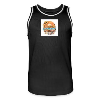 Strand Bitte Motiv - Männer Basketball-Trikot - Schwarz/Weiß - Vorne - AI Model Male 185 dark (185cm)