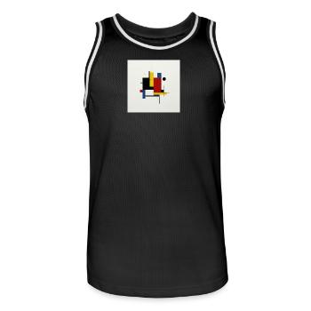 Colorful Geometric Abstract Composition - Men's Basketball Jersey - black/white - Front - AI Model Male 185 dark (185cm)