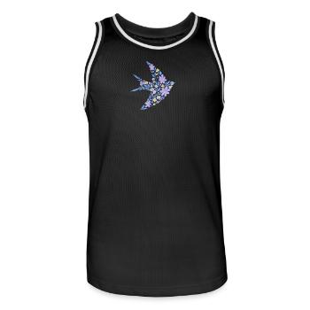 Nordic Floral - Bright Purple Bird - Men's Basketball Jersey - black/white - Front - AI Model Male 185 dark (185cm)