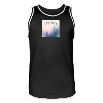 Forest landscape with Dumenta lettering - Men's Basketball Jersey - black/white - Front - AI Model Male 185 dark (185cm)