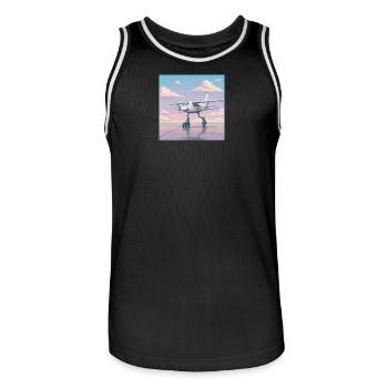 Flugzeug auf Rollschuhen mit einem Lächeln - Männer Basketball-Trikot - Schwarz/Weiß - Vorne - AI Model Male 185 dark (185cm)