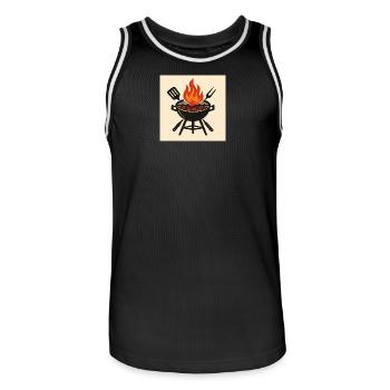 Soirée barbecue enflammée - Maillot de basket Homme - noir/blanc - Devant - AI Model Male 185 dark (185cm)