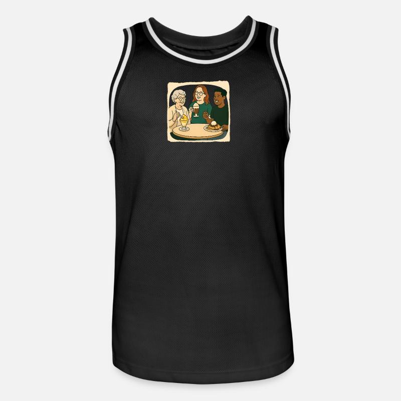 Oma Karin - im Eis Cafe - Maillot de basket Homme - noir/blanc