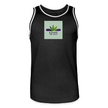 Elevate The Green Feuille de Cannabis - Maillot de basket Homme - noir/blanc - Devant - AI Model Male 185 dark (185cm)