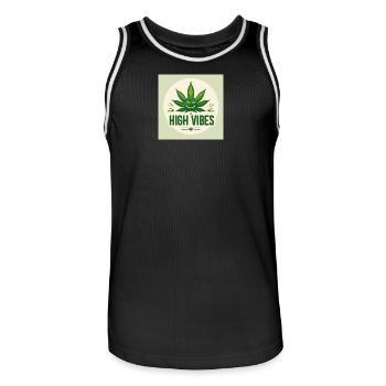 High Vibes Green Joy - Men's Basketball Jersey - black/white - Front - AI Model Male 185 dark (185cm)
