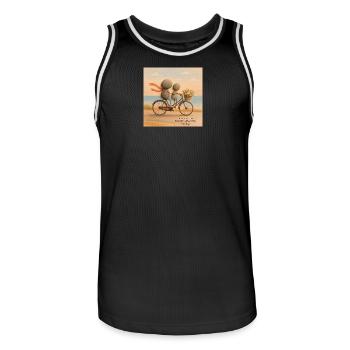 Liebe bewegt sich auf einem steinernen Fahrrad - Männer Basketball-Trikot - Schwarz/Weiß - Vorne - AI Model Male 185 dark (185cm)