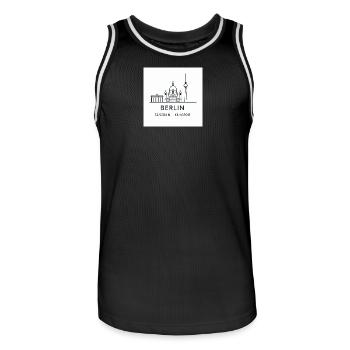 Berlin Linienkunst Silhouette Wahrzeichen - Männer Basketball-Trikot - Schwarz/Weiß - Vorne - AI Model Male 185 dark (185cm)
