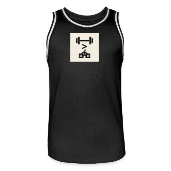 Strength Over School Emblem - Men's Basketball Jersey - black/white - Front - AI Model Male 185 dark (185cm)