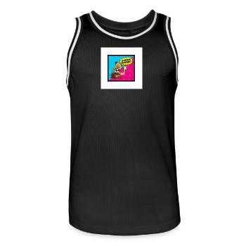 Ich werde zum klassischen Pop-Retro - Männer Basketball-Trikot - Schwarz/Weiß - Vorne - AI Model Male 185 dark (185cm)