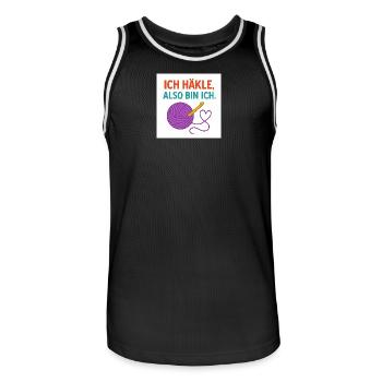 I crochet, therefore I am - Men's Basketball Jersey - black/white - Front - AI Model Male 185 dark (185cm)