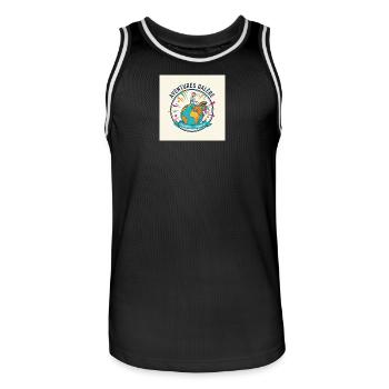 Adventures Galley World in Aktion - Männer Basketball-Trikot - Schwarz/Weiß - Vorne - AI Model Male 185 dark (185cm)