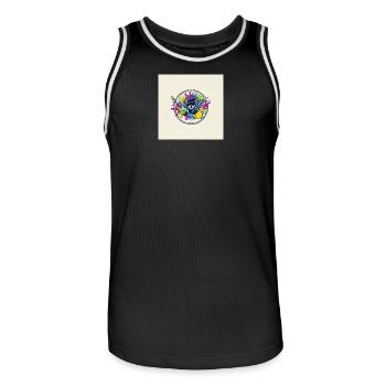 Buntes Cartoon-Musik-Logo - Männer Basketball-Trikot - Schwarz/Weiß - Vorne - AI Model Male 185 dark (185cm)