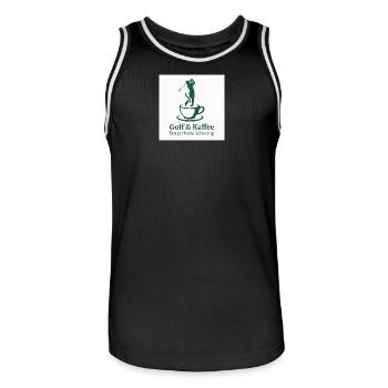 Golf & Coffee – The Perfect Swing - Men's Basketball Jersey - black/white - Front - AI Model Male 185 dark (185cm)