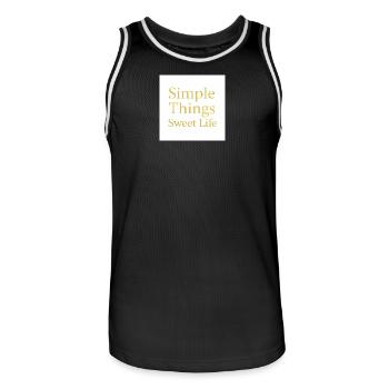 Simple Things Sweet Life (Gold Edition) - Männer Basketball-Trikot - Schwarz/Weiß - Vorne - AI Model Male 185 dark (185cm)