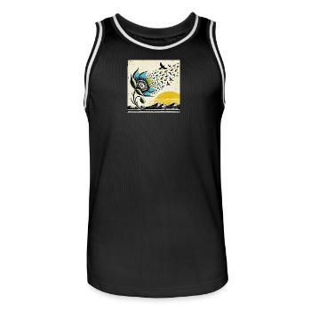 Migration des oiseaux - Maillot de basket Homme - noir/blanc - Devant - AI Model Male 185 dark (185cm)