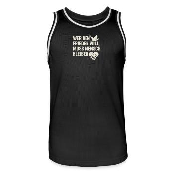 Paix et humanité - Maillot de basket Homme - noir/blanc - Devant - AI Model Male 185 dark (185cm)