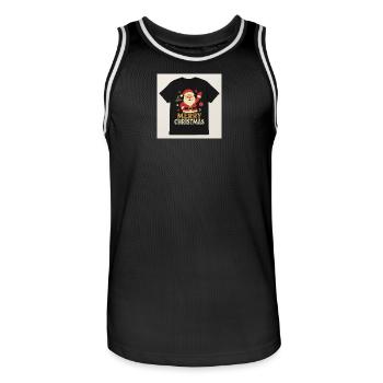 T-shirt de Noël - Maillot de basket Homme - noir/blanc - Devant - AI Model Male 185 dark (185cm)