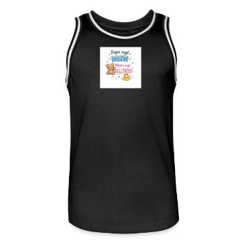 Papa dit non, maman dit peut-être - Maillot de basket Homme - noir/blanc - Devant - AI Model Male 185 dark (185cm)