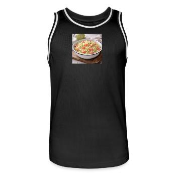Creamy cabbage and tomato salad - Men's Basketball Jersey - black/white - Front - AI Model Male 185 dark (185cm)