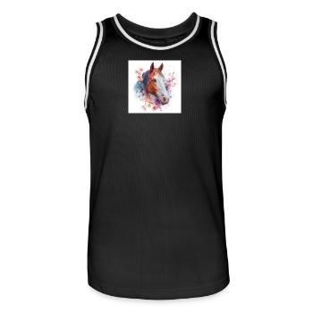 Floral Watercolor Horse - Men's Basketball Jersey - black/white - Front - AI Model Male 185 dark (185cm)