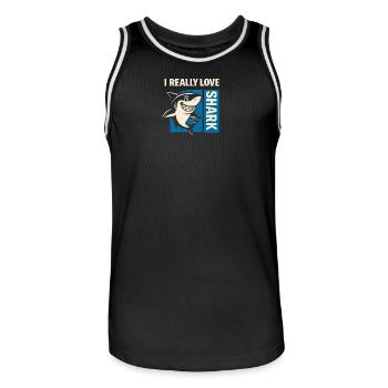 I Really Love Shark - Männer Basketball-Trikot - Schwarz/Weiß - Vorne - AI Model Male 185 dark (185cm)