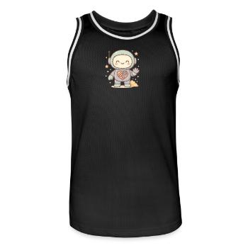 Kawaii robot with a mechanical heart - Men's Basketball Jersey - black/white - Front - AI Model Male 185 dark (185cm)