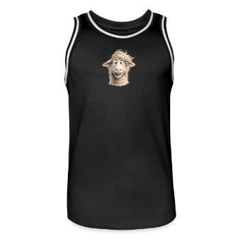 Happy Sheep Portrait - Men's Basketball Jersey - black/white - Front - AI Model Male 185 dark (185cm)