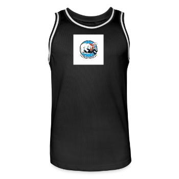 PolarJustice Cartoon - Men's Basketball Jersey - black/white - Front - AI Model Male 185 dark (185cm)