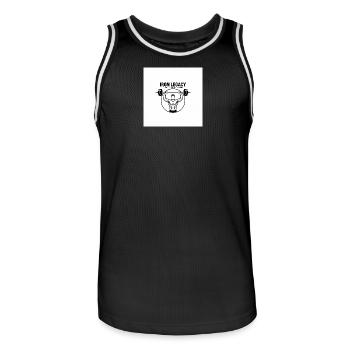 IRON_LEGACY GYM - Men's Basketball Jersey - black/white - Front - AI Model Male 185 dark (185cm)