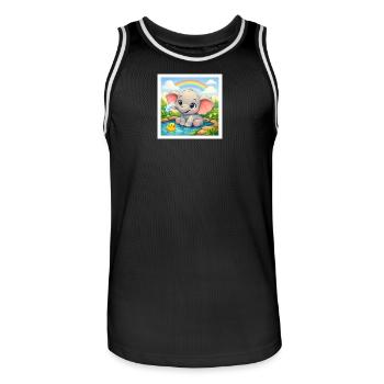 Elli the Elephant - Men's Basketball Jersey - black/white - Front - AI Model Male 185 dark (185cm)