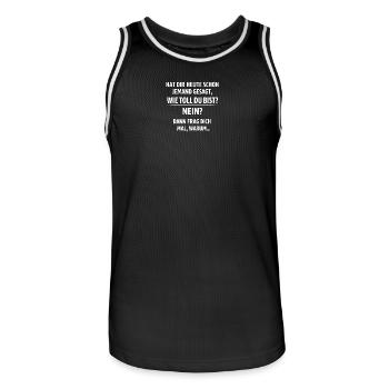 Tu dis que c’est génial - Maillot de basket Homme - noir/blanc - Devant - AI Model Male 185 dark (185cm)