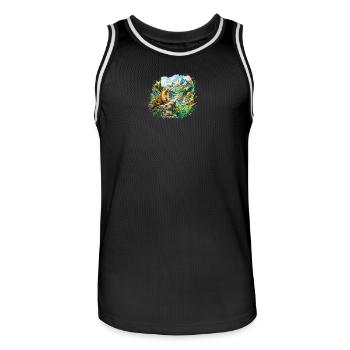 Marmotte forêt paysage  - Maillot de basket Homme - noir/blanc - Devant - AI Model Male 185 dark (185cm)