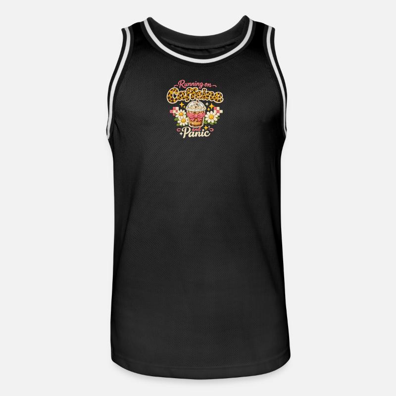 Running on Coffee and Panic - Männer Basketball-Trikot - Schwarz/Weiß