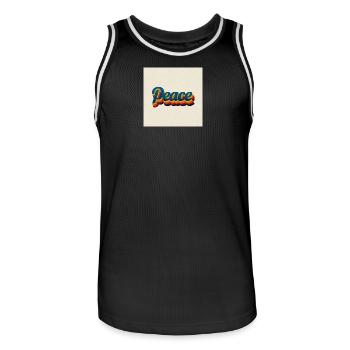 70s Peace Design - Men's Basketball Jersey - black/white - Front - AI Model Male 185 dark (185cm)