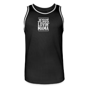 Jésus qui aime Mama — Dieu Faith Church Christian - Maillot de basket Homme - noir/blanc - Devant - AI Model Male 185 dark (185cm)