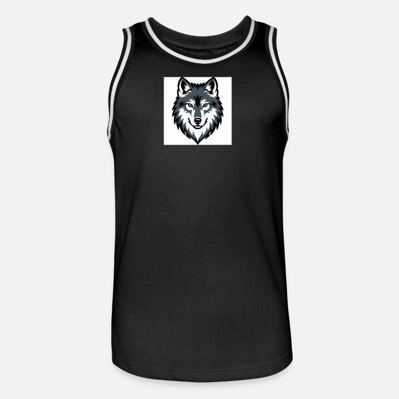 Wolf Graphic Emblem - Männer Basketball-Trikot - Schwarz/Weiß